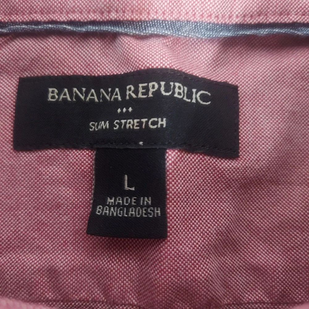 Banana Republic Slim Stretch Oxford Button Down Shirt Red Size L‎